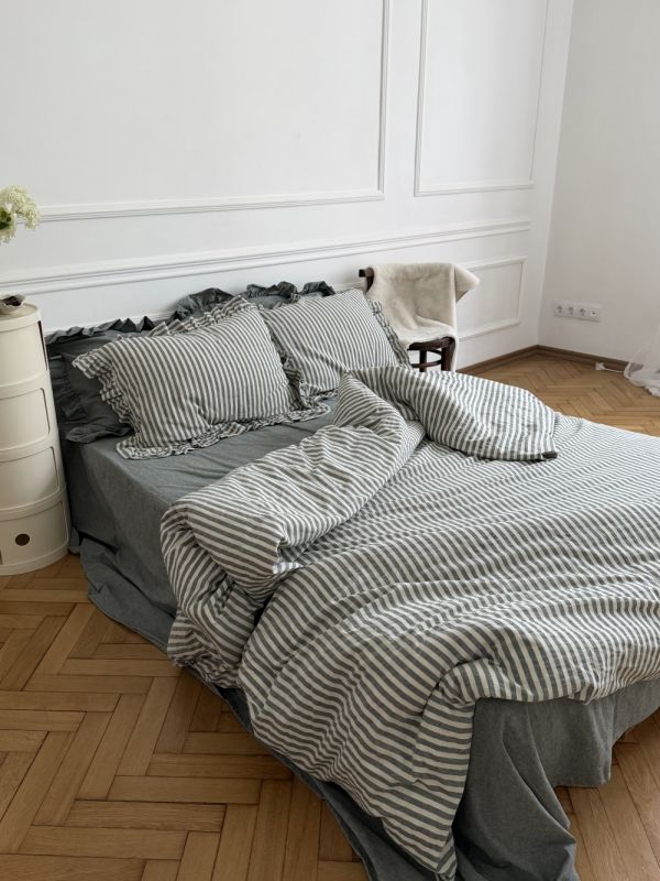 Комплект постільної білизни «МЛС» Сімейний Washed cotton & рюша