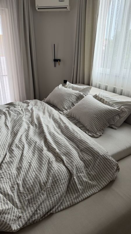 Комплект постільної білизни «МЛС» Євростандарт Washed cotton & рюша