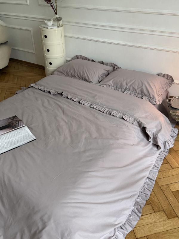 Комплект постільної білизни «МЛС» Євростандарт Поплін преміум & рюша