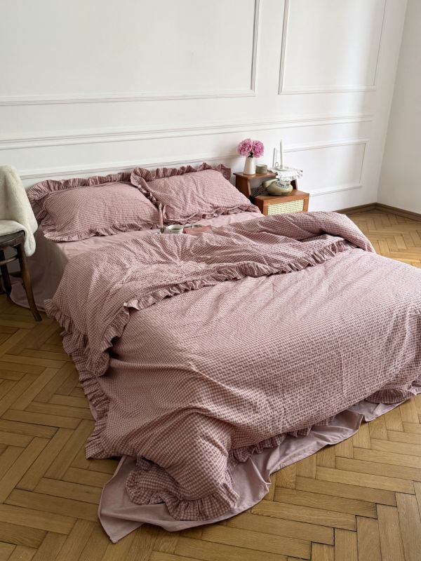 Комплект постільної білизни «МЛС» Євростандарт Washed cotton & рюша