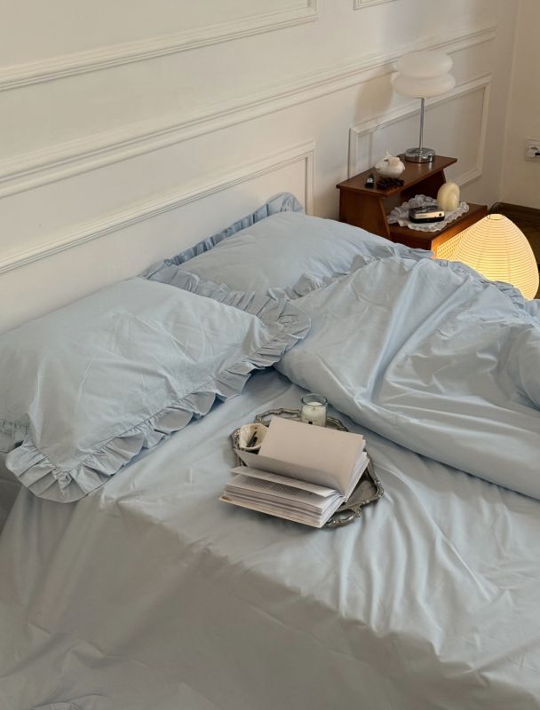 Комплект постільної білизни «МЛС» Двоспальний Поплін преміум & Рюша